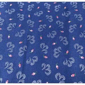 Vintage Blue Floral Fabric 1/2 yard 44" wide Springs Industries